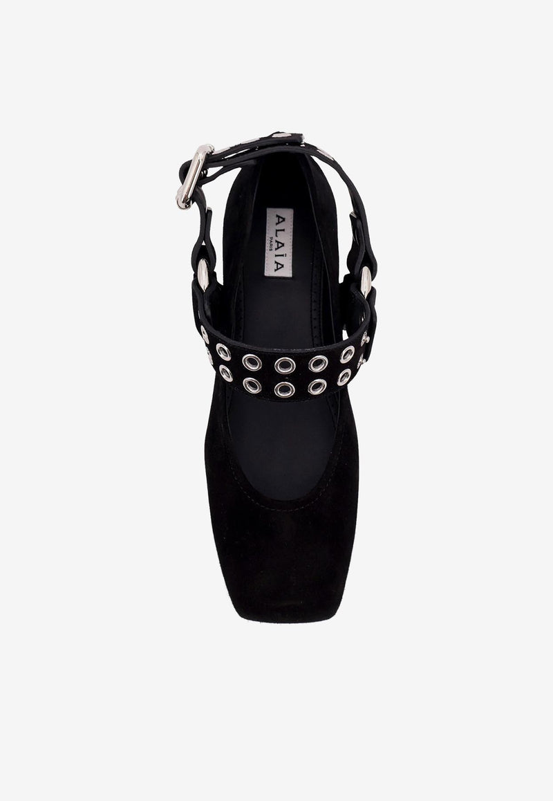 Alaïa Square-Toe Biker Ballet Flats Black AA3A041CK177999_Black_29838105