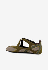 The Attico Floor 1 Mesh Ballet Flats Green 251WSH00871MIX062AA828_Military Green_30009562