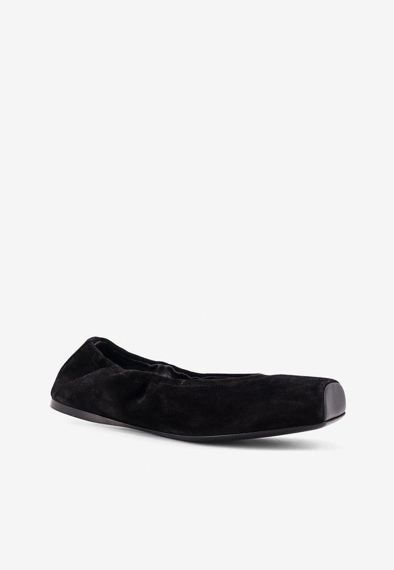 Alaïa Square-Toe Suede Ballet Flats Black AA3A070CK324999_Black_29838035