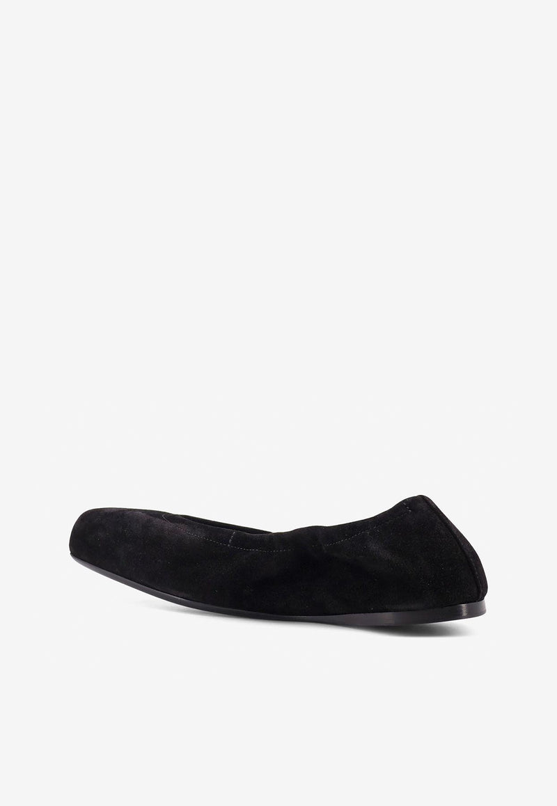 Alaïa Square-Toe Suede Ballet Flats Black AA3A070CK324999_Black_29838035