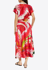 Printed Silk Twill Midi Shirt Dress