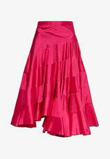 Asymmetric Flared Silk Skirt
