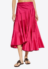 Asymmetric Flared Silk Skirt