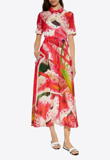 Floral Print Midi Shirt Dress