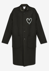 Coat with heart-shaped print