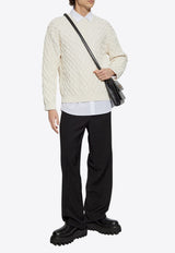 Moschino Geometric Knit Crewneck Sweater Cream 251ZZ A0927 0207-0003