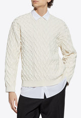 Moschino Geometric Knit Crewneck Sweater Cream 251ZZ A0927 0207-0003