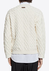 Moschino Geometric Knit Crewneck Sweater Cream 251ZZ A0927 0207-0003