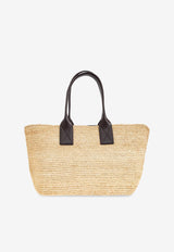 Logo Woven-Raffia Tote Bag