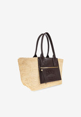 Logo Woven-Raffia Tote Bag
