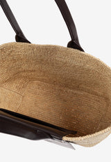 Logo Woven-Raffia Tote Bag