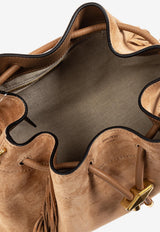 Jimmy Choo Medium Cinch Suede Shoulder Bag with Fringes Brown BON BON BCKT E W BPU-TOFFEE TOFFEE GOLD