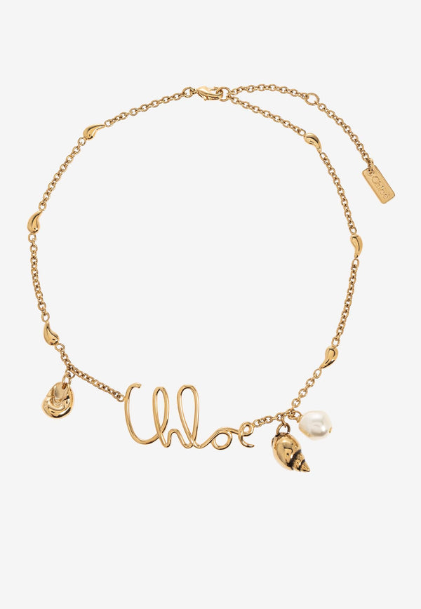 Chloè Iconic Logo Shells Choker Necklace CHC25UFO56 SYP-9DC