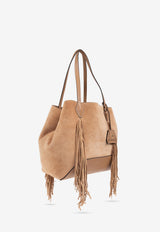 Medium Diamond Suede Fringed Tote Bag