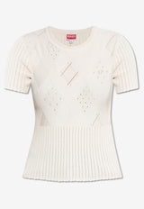 Cropped Knit Top with Perforations