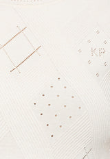 Cropped Knit Top with Perforations