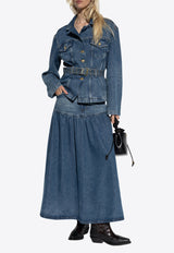 Belted Button-Up Denim Jacket