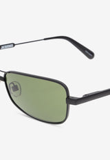 Jacquemus Statzione Rectangular Sunglasses Green JAC118 0-C3SUN