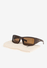 Jacquemus Aero Rectangular Sunglasses Brown JAC132 0-C2SUN