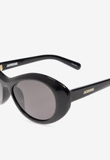 Jacquemus Rond Rounded Sunglasses Gray JAC107 0-C1SUN