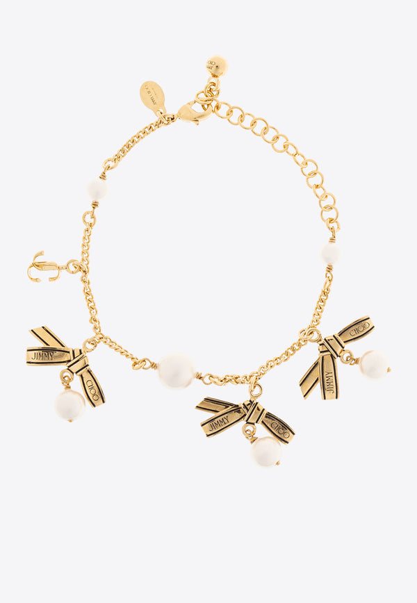 Jimmy Choo Multi Ribbon Charms Chain Bracelet MULTI CHRM RBN BRCLT JKI-GOLD BLACK WHITE