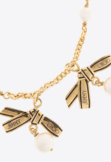 Jimmy Choo Multi Ribbon Charms Chain Bracelet MULTI CHRM RBN BRCLT JKI-GOLD BLACK WHITE