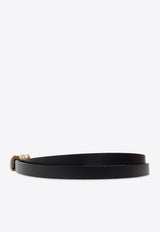 Etro Thin Leather Belt with Enamel Black WP3B0037 AP317-N0000