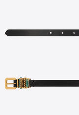 Etro Thin Leather Belt with Enamel Black WP3B0037 AP317-N0000