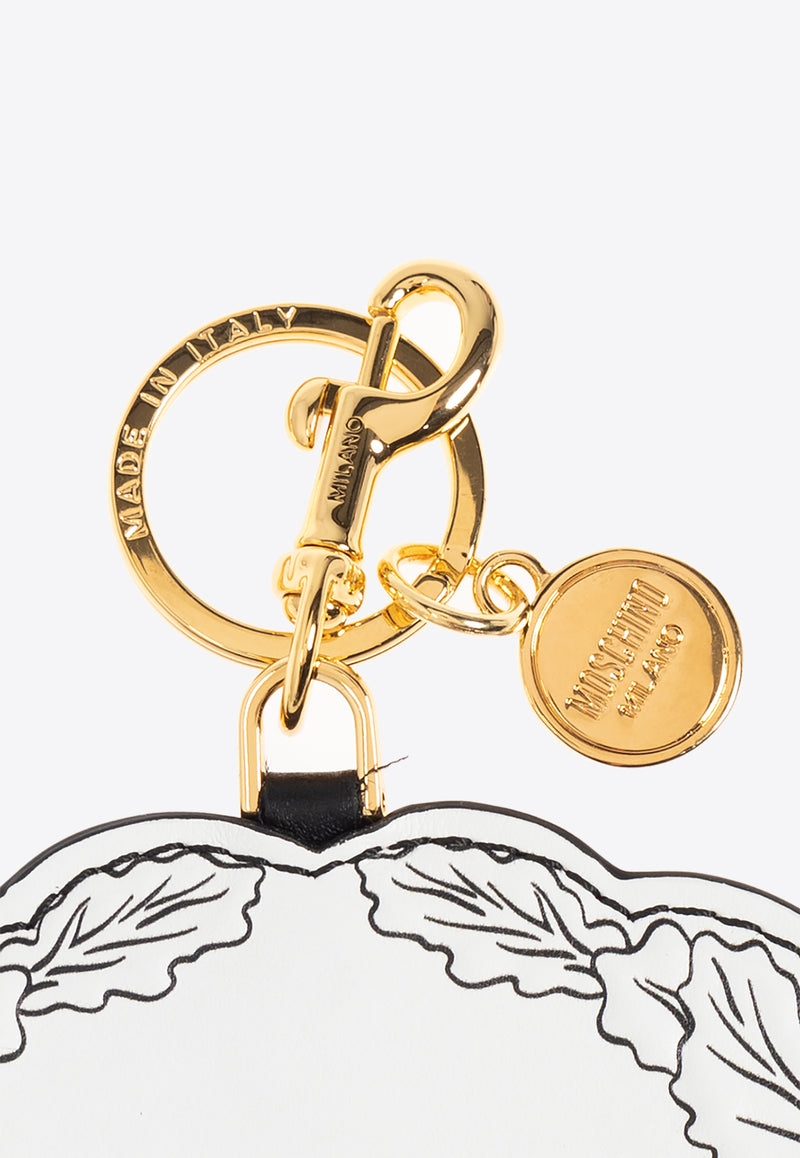 Moschino Graphic Scroll and Leaf Pattern Leather Keychain MD5404PP0M FS5-10A