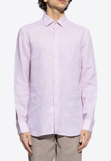 Pegaso Embroidered Long-Sleeved Linen Shirt