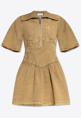 Washed Half-Zip Mini Dress