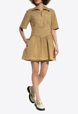 Washed Half-Zip Mini Dress