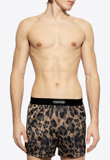 Leopard Print Silk Boxer Shorts