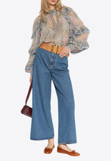 Wide-Leg Drawstring Jeans