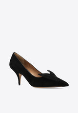 Gwen 70 Bow Court Suede Pumps