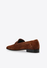 Balty Gancini Buckle Suede Loafers