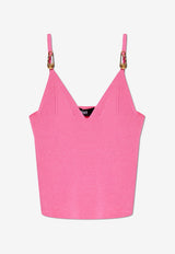 Safety Pin Rib-Knit Cropped Top