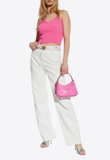 Safety Pin Rib-Knit Cropped Top