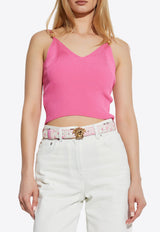 Safety Pin Rib-Knit Cropped Top