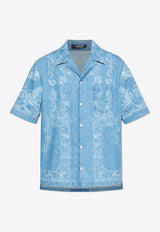 Underwater Print Oversized Denim Shirt