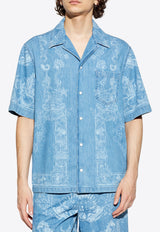 Underwater Print Oversized Denim Shirt