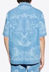 Underwater Print Oversized Denim Shirt