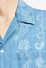 Underwater Print Oversized Denim Shirt