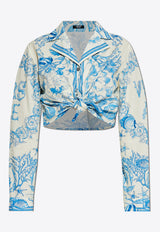 Underwater Barocco Knotted Cropped Shirt
