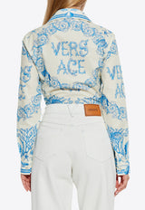 Underwater Barocco Knotted Cropped Shirt