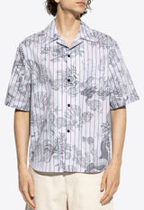 Coral Theatre Print Striped Shirt