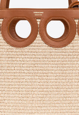 Medium Gancini Outline Woven-Raffia Tote Bag