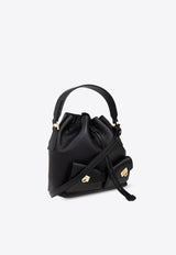 Ferragamo Hammered Leather Bucket Bag Black 220915 DRAWSTRING 785878-NERO