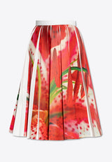 Printed Twill Pleated Skirt