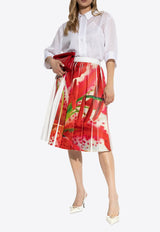 Printed Twill Pleated Skirt